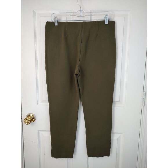 Chico's Size 1 Ankle Women's Medium Pull On Pants Olive Green Faux Pockets - Picture 6 of 6